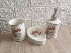 New! 3 piece bathroom accessory + gifts cream perfume holder porcelain