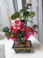 Beautiful old handmade glass flower bonsai tree