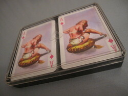 Old pin-up French cards, 2 decks in unopened cellophane, in a box