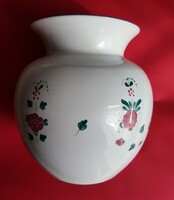 Herendi eredeti, kézzel festett, Village Pottery lila virágmintás váza. Mag.20, szél.15, átm.62cm.