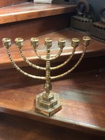 Menorah made of copper, solid, size 35 x 30 cm, old work.