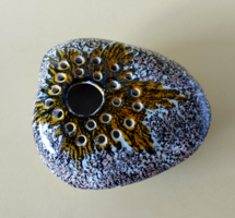 Retro pebble-shaped industrial artist ceramic ikebana, flower arrangement