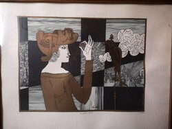 Szász Endre szitanyomat Madáretető 48x63 10/100