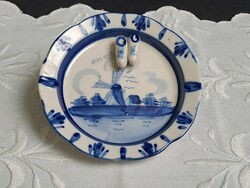 Holland Delft Blue porcelán különleges hamutál, hamu tartó