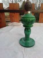 Old malachite glass kerosene lamp