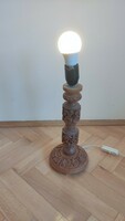 Indiai faragott fa asztali lámpa