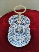 Onion pattern tiered porcelain serving bowl in perfect condition