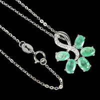 Genuine emerald 925 silver necklace