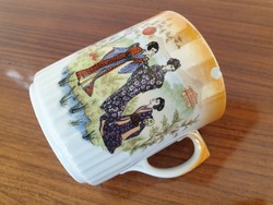 Régi Zsolnay porcelán keleti mintás eozinos bögre teás csésze
