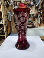 Burgundy crystal vase