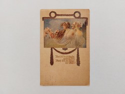 Régi képeslap 1918 levelezőlap növényfüzéres szecessziós