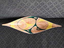 Art deco ceramic, boat-shaped bowl, marked