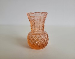 Régi üvegváza lazac színű kis váza