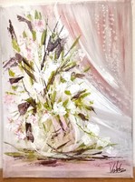 "Tavaszi szellő,virággal".Festmény vászonra 30 x40cm