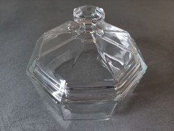 French arcoroc octagonal glass container with lid