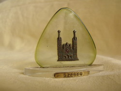 Retro Szeged souvenir plexiglass plastic copper Szeged cathedral extra rare