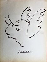 Pablo Picasso - winged bull, letter of authenticity!