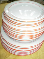 KAHLA GDR porcelán piros szegélyes ritka garnitúra cc20 db garnitúra