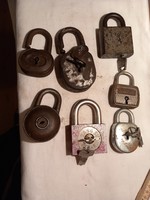 7 padlocks with key, without key
