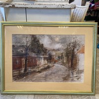 Landscape with house - golden frame