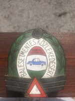 Hungarian car club for accident-free traffic. 15 years. Enamel car badge.