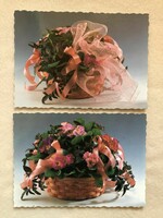 2 db Virágos képeslap  -  Postatiszta