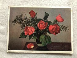 Antique old floral postcard