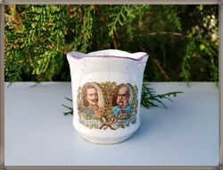 Rare József Ferenc and Kaiser Wilhelm patterned porcelain mug and cup