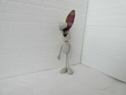 Foky otto puppet - myrr murr - checkered rabbit 18 cm - textile-leather needlework -