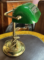Antik stílusú zöld üveg banklámpa íróasztali lámpa
