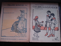 Faragó Géza szecessziós címlapjaival 4 db Milliók könyve Szomaházy, Herczeg, Krúdy, Coppé