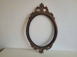 Old vintage large size 67 cm metal cast metal wall mirror frame picture frame