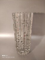 Vintage Frantisek Vízner nagy méretű cseh üveg váza labirintus " maze " váza
