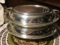 Fantastic, marked, silver-plated alpaca, two-in-one serving bowl with lid
