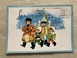 Old graphic Christmas card - graphics by Károly Kecskeméty -4.