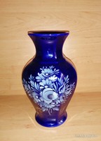 Kézzel festett kék porcelán váza CS&M UNGARN 21 cm (3/d)