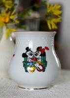 Rendkívül ritka! Hollóházi porcelán, Mickey Mouse dekoros porcelán bögre, retró, vintage, nosztalgia