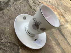 Acar plus off-white designer porcelain coffee cup with silver pattern and pink scented candle