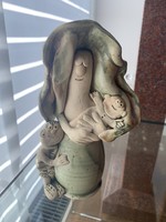 Anya gyermeivel figurális samottos kerámia figura (Vertel Andrea)