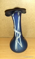 Muranói kék üveg váza 18,5 cm magas (1/d)