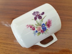 Régi Zsolnay porcelán virágos bögre régi teás csésze