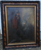 Szüle péter: bachelor large-scale original oil painting