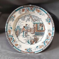 Antique Far Eastern wall plate with figural painting