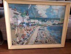 Schéner Mihály tengerpart, képcsarnokos festménye