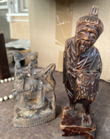 Antik régi japan bolcs férfi és indiai fa faragású szobor figura