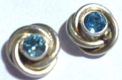 Beautiful antique silver turquoise blue aquamarine beryl gemstone silver rose earrings rarity