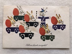 Old Easter postcard with drawings - drawing by Károly Kecskeméty -5.