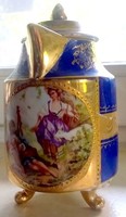 EREDETI ALT WIEN JELZETT PORCELÁN FEDELES KÁVÉSKANNA
