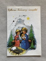 Régi Karácsonyi képeslap, lap  -  Postatiszta