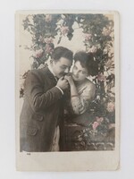 Old postcard 1909 photo postcard couple in love
